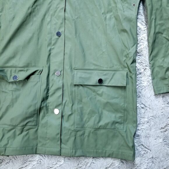 H&M Logg Label Of Graded Womens Rain Jacket Slicker Size Small Green Coating - Picture 2 of 11